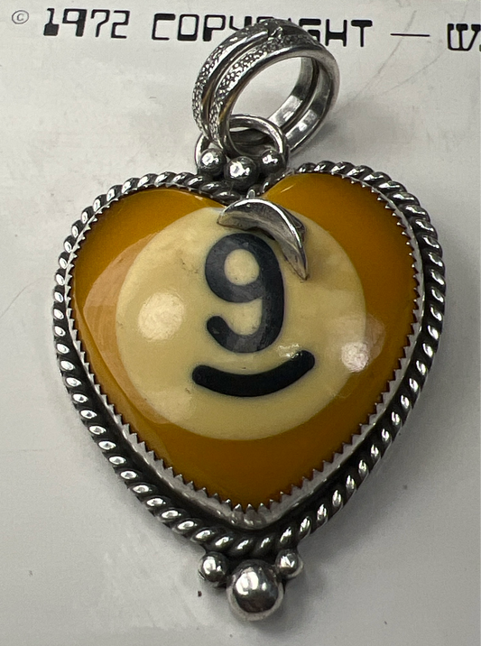 Upcycled Pool Ball Pendant Heart