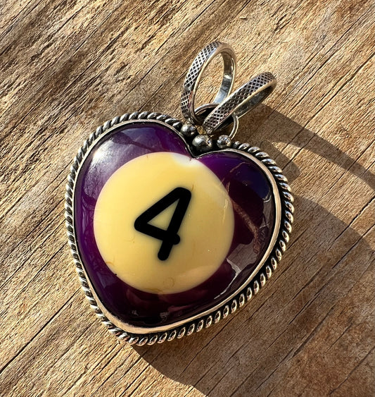 Upcycled Pool Ball Pendant Purple Heart